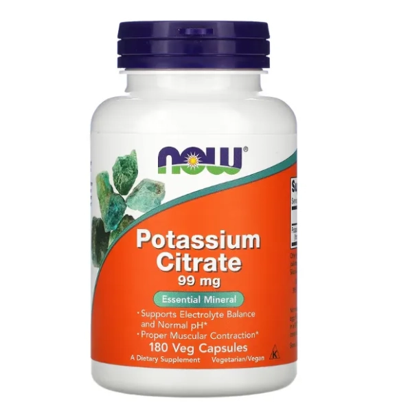 Citrato de Potássio, 99 mg, 180 Cápsulas, Now
