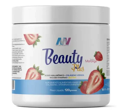 Colágeno Verisol + ácido Hialurônico, Beauty Plus, Sabor Morango, 120g, Natures Nutrition