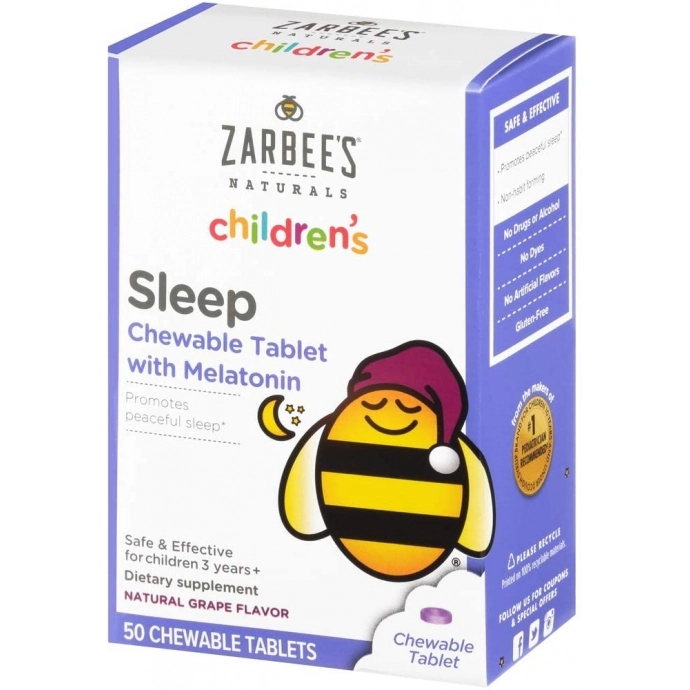 Melatonina Infantil 1mg, 50 Comprimidos Mastigáveis, Zarbee's