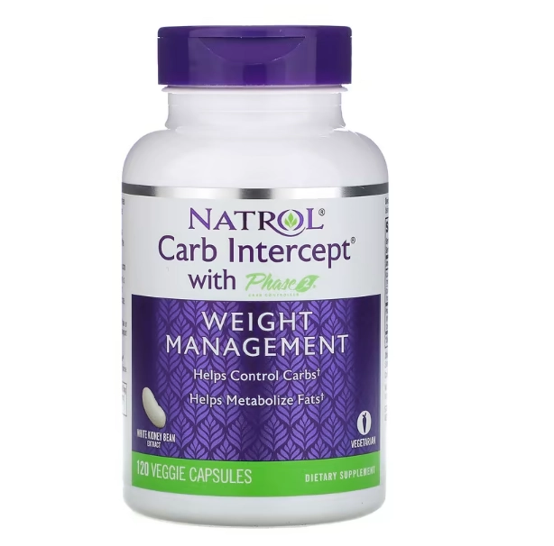 Carb Intercept com Controlador de Carbs Fase 2, 1.000mg, 120 Cápsulas, Natrol