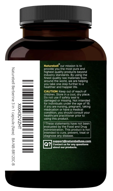 Berberina 1500mg, 240 Cápsulas, Naturebell
