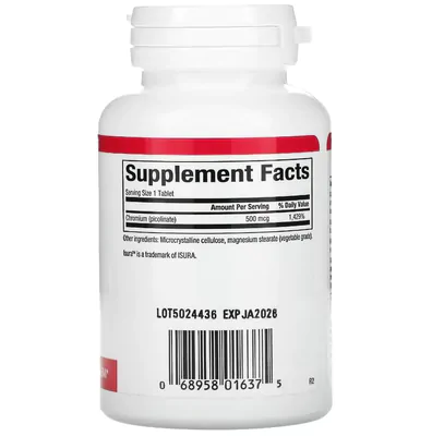 Picolinato de cromo, 500 mcg, 90 comprimidos, Natural Factors