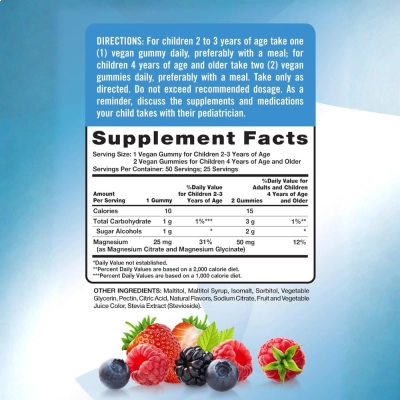 Magnésio para Crianças, Just 4 Kidz, Frutos Silvestres, 50 Gomas, Nature's Truth