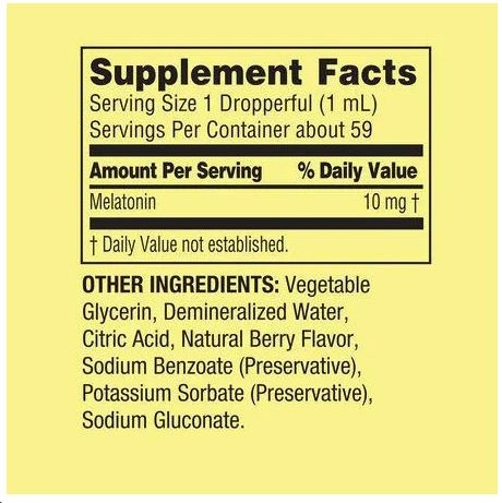 Melatonina, 10mg, Líquida, Frutas vermelhas, 59Ml, Spring Valley