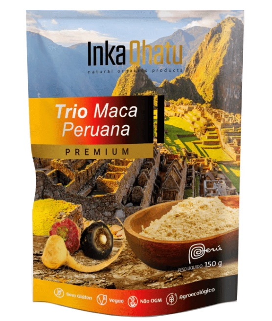 Raw Maca Peruana Amarela, Vermelha e Preta, 150g, Inka Qhatu