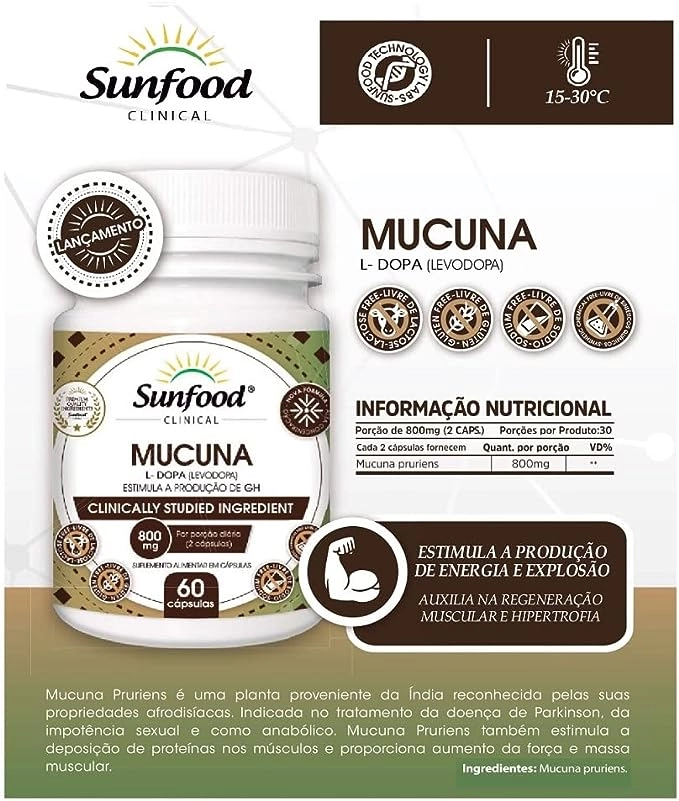 Mucuna, 800mg, 60 Capsulas, Sunfood