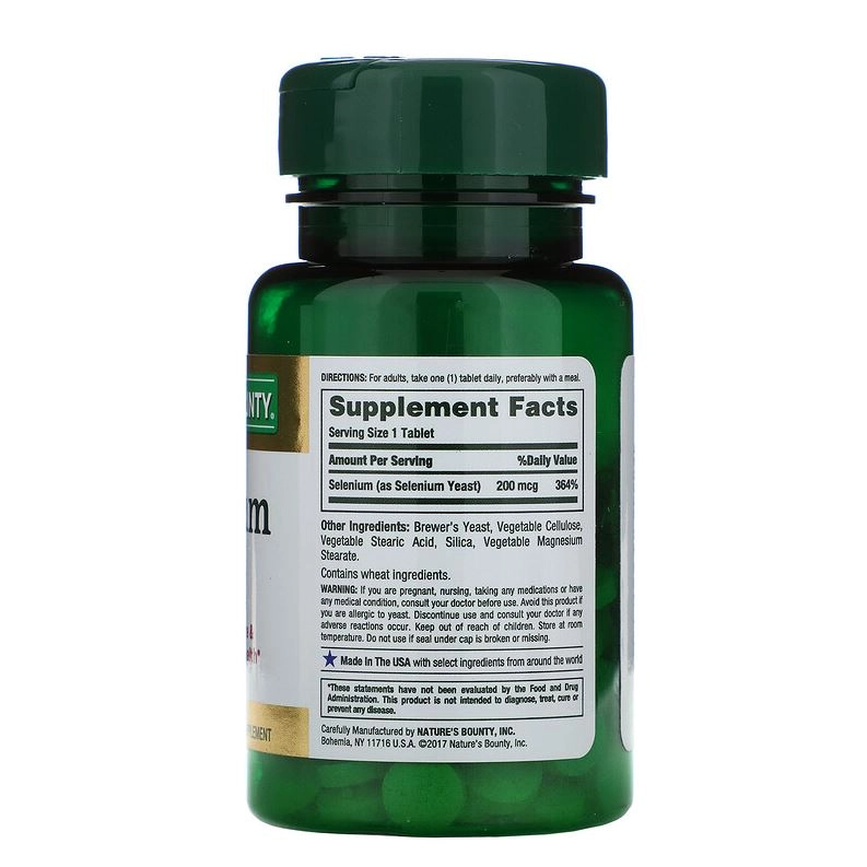 Selênio, 200 mcg, 100 Comprimidos, Nature's Bounty