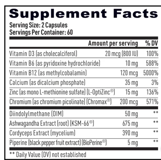 Testosterone Support, Ashwagandha e Peperine, 120 Capsulas,  Weider Prime