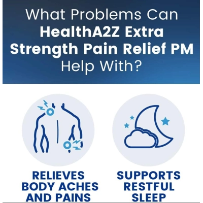 Pain Relief, Acetaminofeno 500mg e Diphenidramina 25mg, Alívio da Dor Extra Forte, 365 Comprimidos, HealthA2Z