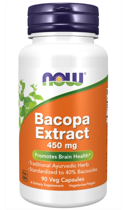 Extrato de Bacopa 450mg, 90 Cápsulas, Now