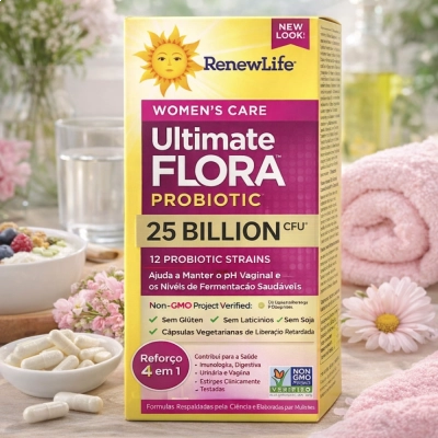 Probiótico Ultimate Flora, 25 Bilhões de UFCs, Women's Care, 30 Cápsulas, Renew Life