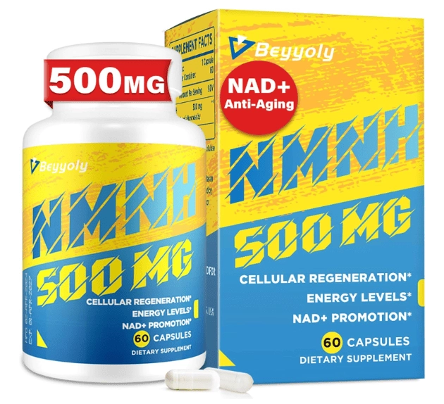 NMNH, Diidronicotinamida Mononucleotídeo 500mg, NAD Plus, 60 Cápsulas, Beyyoly