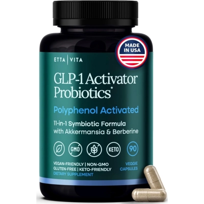 GLP-1 Probiotic Supplement, Auxilia na Perda de Peso, 90 Cápsulas, ETTA VITA