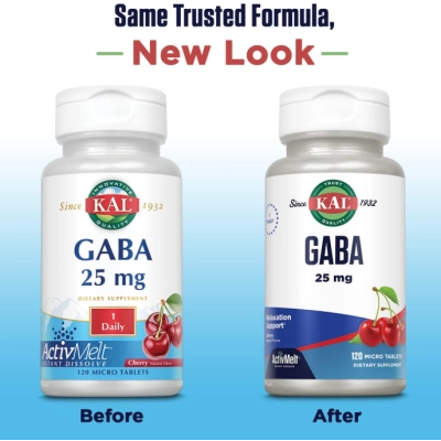 GABA 25mg ActivMelt, 120 Microcomprimidos Sabor Cereja, KAL