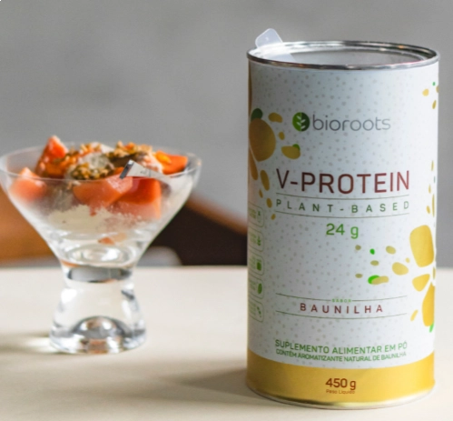 Proteína V-protein Plant Based, Sabor Doce de Leite, 450g, Bioroots