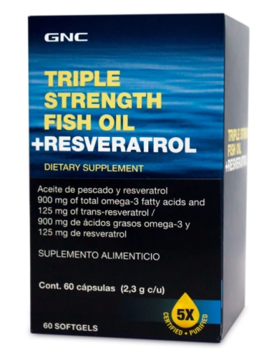 Triple Strength Fish Oil +Resveratrol, 60 softgels, GNC