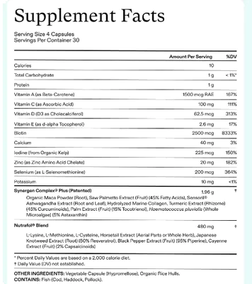 Suplemento Capilar,  Pós-Menopausa, Crescimento de Cabelos Grossos e Fortes, 120 cápsulas, Nutrafol