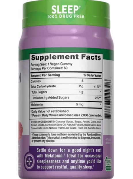 Melatonina 5mg, 60 gomas Sabor frutas Vermelhas, Nature's Truth