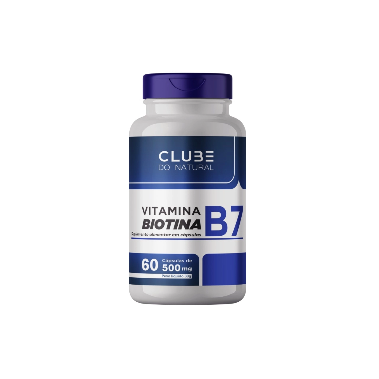 Biotina Vitamina B7 500Mg, 60 Cápsulas, Clube do Natural