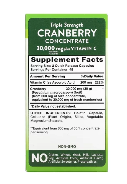 Cranberry, 30.000mg, com Vitamina C, 90 Cápsulas, Nature's Truth