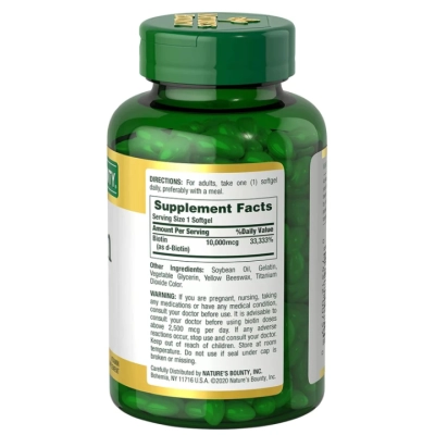 Biotina 10.000mcg, 250 Cápsulas, Nature's Bounty