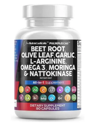 Beet Root com Nattokinase,L-Arginina,Hibiscus e Ômega 3, 90 Cápsulas, Clean Nutraceuticals