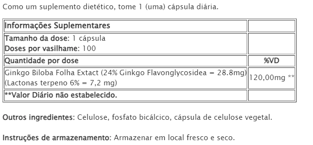 Ginkgo Biloba Herbal Plus, 50mg, 120 Cápsulas, GNC
