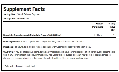 Bromelain, Bromelaína 1700mg, 120 Cápsulas, PipingRock