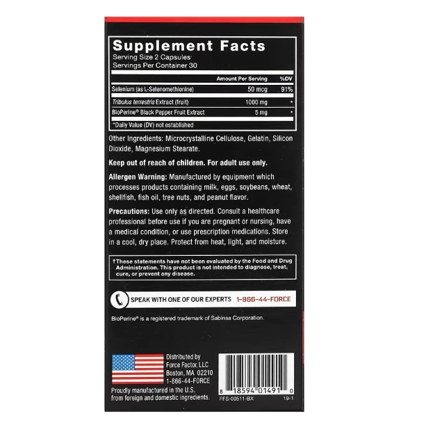 Tribulus Terrestris, 1000Mg, 60 Cápsulas, Force Factor