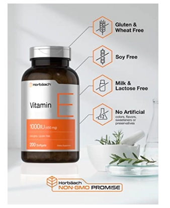 Vitamina E 1000UI, 200 Cápsulas, Horbaach