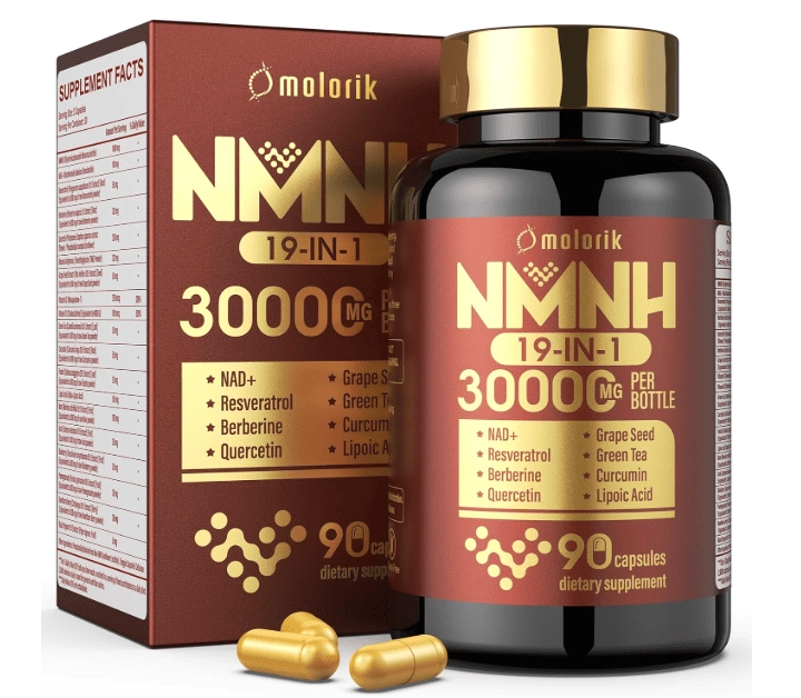 NMNH 3000mg, 19 em 1 com NAD Boost NAD+, Quercetina e Berberina, 90 Cápsulas, Molorik