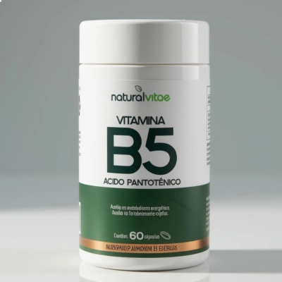 Vitamina B5, Ácido Pantotênico, 60 Cápsulas, Naturalvitae