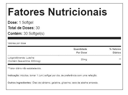 Luteína, 20mg, 30 Softgels, Spring Valley