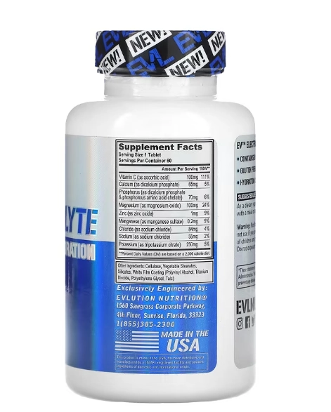 Electrolyte Volumizing, Hidratação Volumizante de Eletrólitos, 60 Comprimidos, EVLution Nutrition