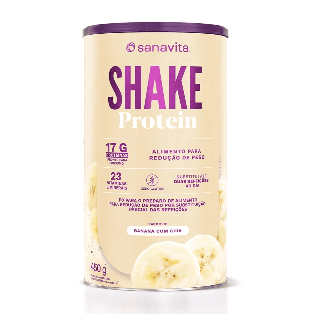 Shake Protein Sabor Banana com Chia, 450g - Sanavita