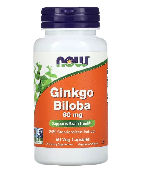 Ginkgo Biloba 60mg, 60 Cápsulas, Now