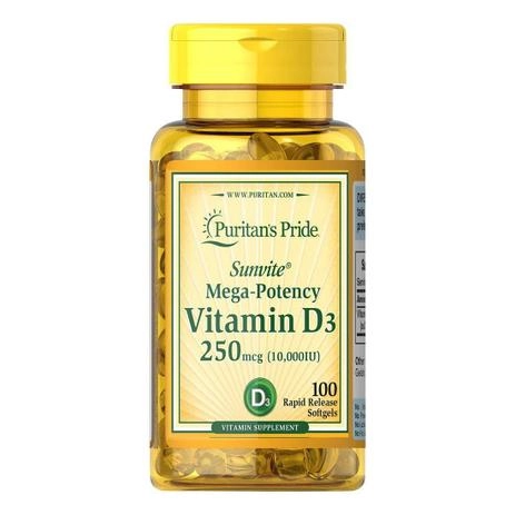 Vitamina D3, 10.000IU, 100 Cápsulas, Puritan's Pride