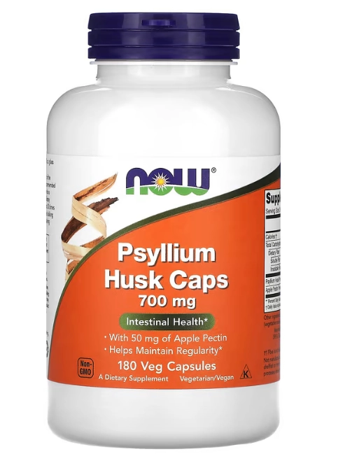 Psyllium Husk, Casca de Psílio 700mg, 180 Cápsulas, Now