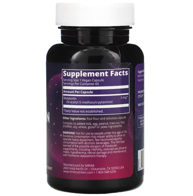 Melatonina 3mg, 60 cápsulas veganas, MRM Nutrition