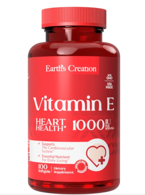 Vitamina E 1000UI, 100 Cápsulas, Earth's Creation