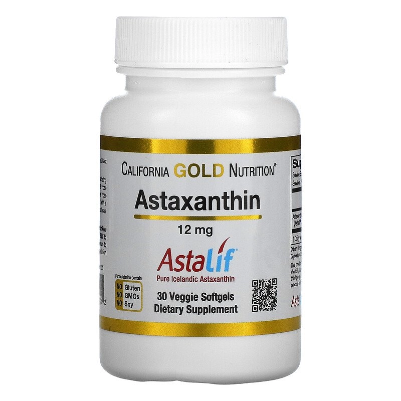 Astaxanthin (Islandesa Pura) 12mg, 30 Cápsulas, California Gold