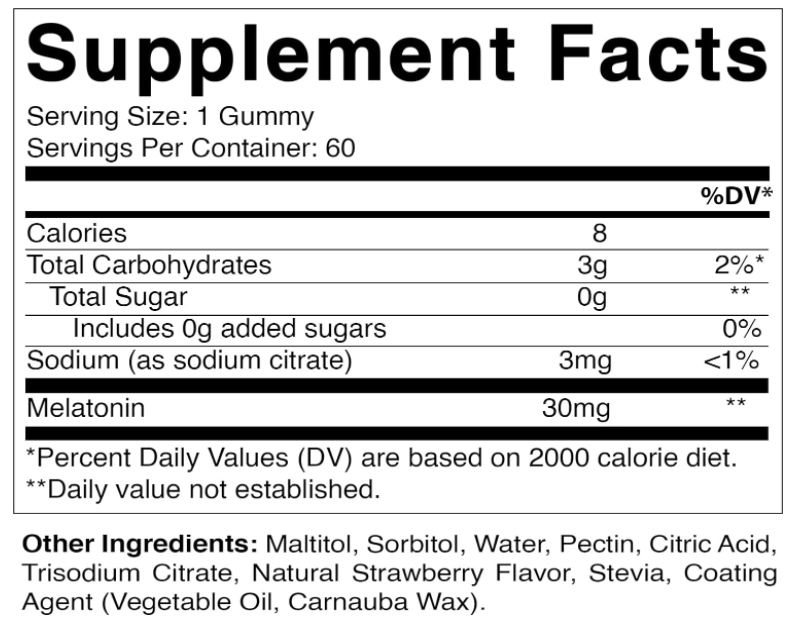 Melatonina 30mg, 60 Gomas Vag Sem Açúcar, Vitamatic