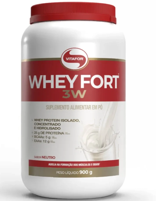 Whey fort 3W, 900g Sabor Neutro, Vitafor