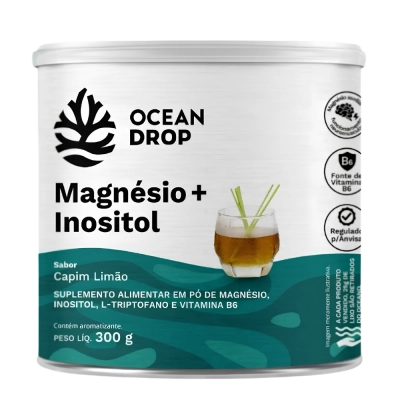 Magnésio + Inositol,  300g, Sabor Capim Limão, Ocean Drop
