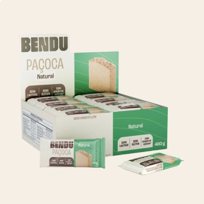 Paçoca, Display com 24 unidades da Paçoca com Whey, Sem Açúcar, Sabores, Bendu