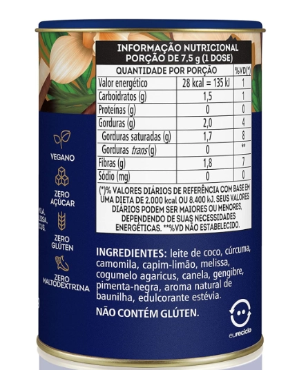Chá Golden Tea, Noite Relaxante, 165g Sabor Baunilha com Canela, Organify