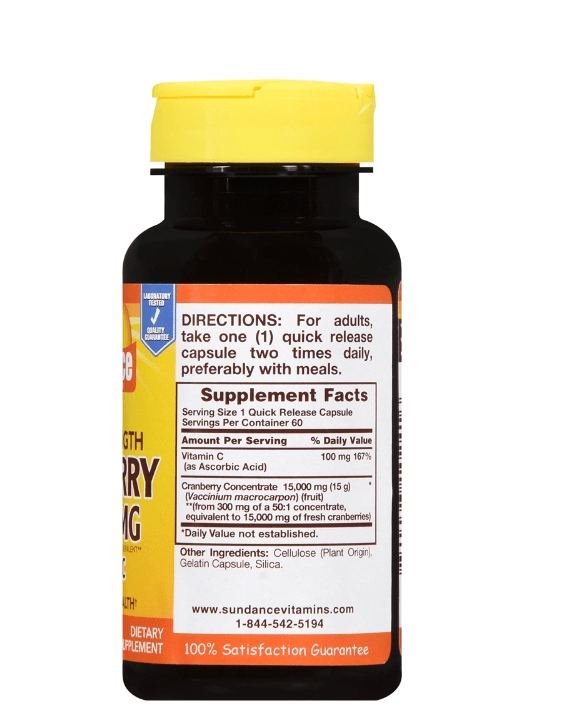 Cranberry de Força Tripla, 30000mg, 60 Cápsulas, Sundance