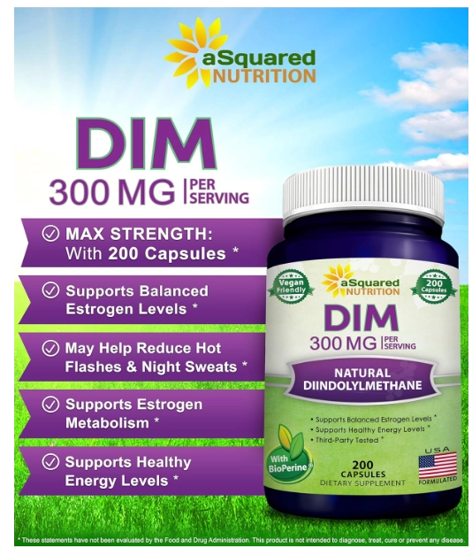 DIM 300mg Com BioPerine, 200 Cápsulas, aSquared Nutrition