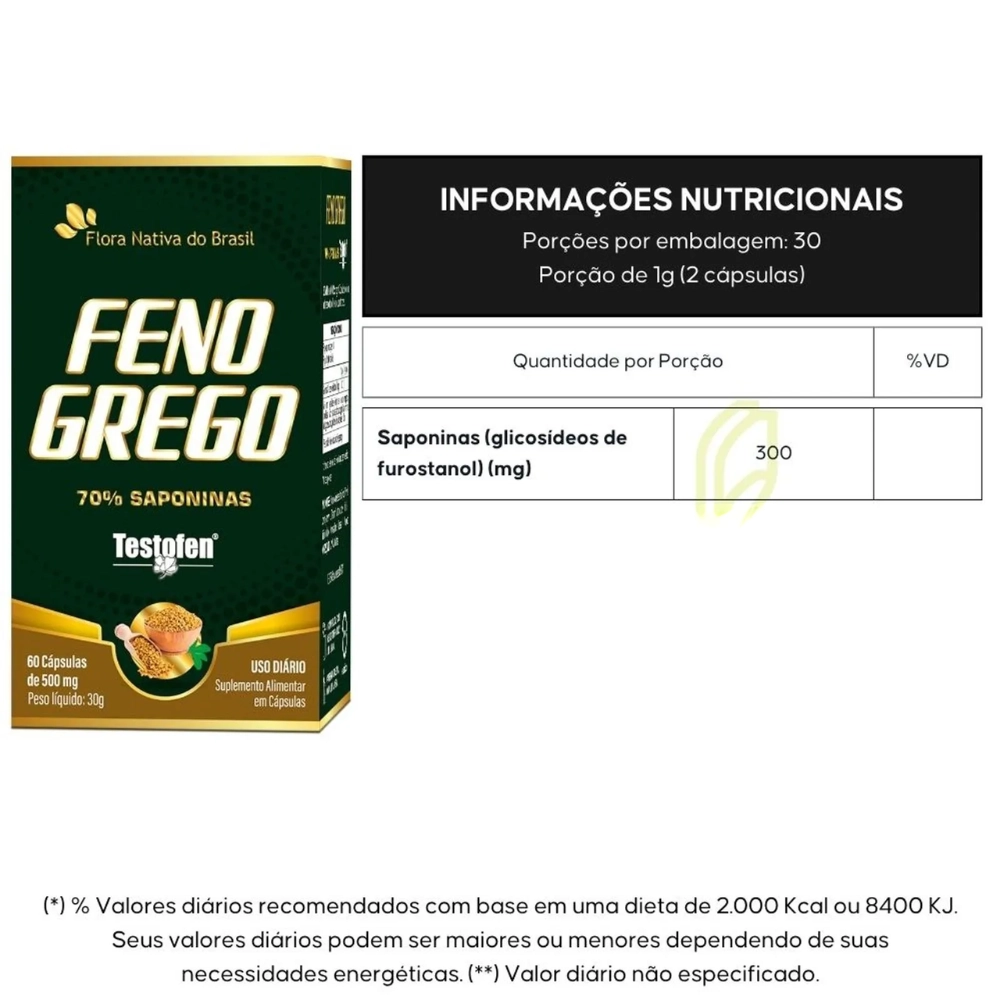Feno Grego (TestoFen®) 60 cápsulas- Flora Nativa do Brasil