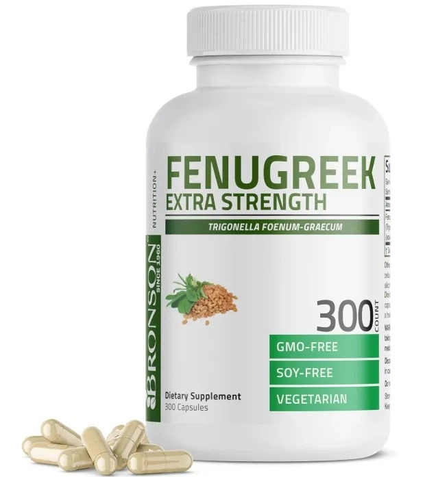 Fenugreek Seed Powder, Feno Grego 240mg, 300 Cápsulas, Bronson